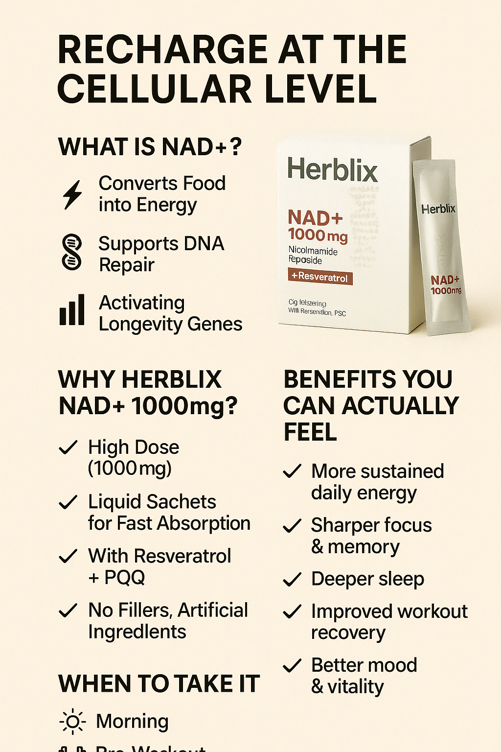 Recharge at the Cellular Level: The Real Benefits of Herblix NAD+ 1000mg