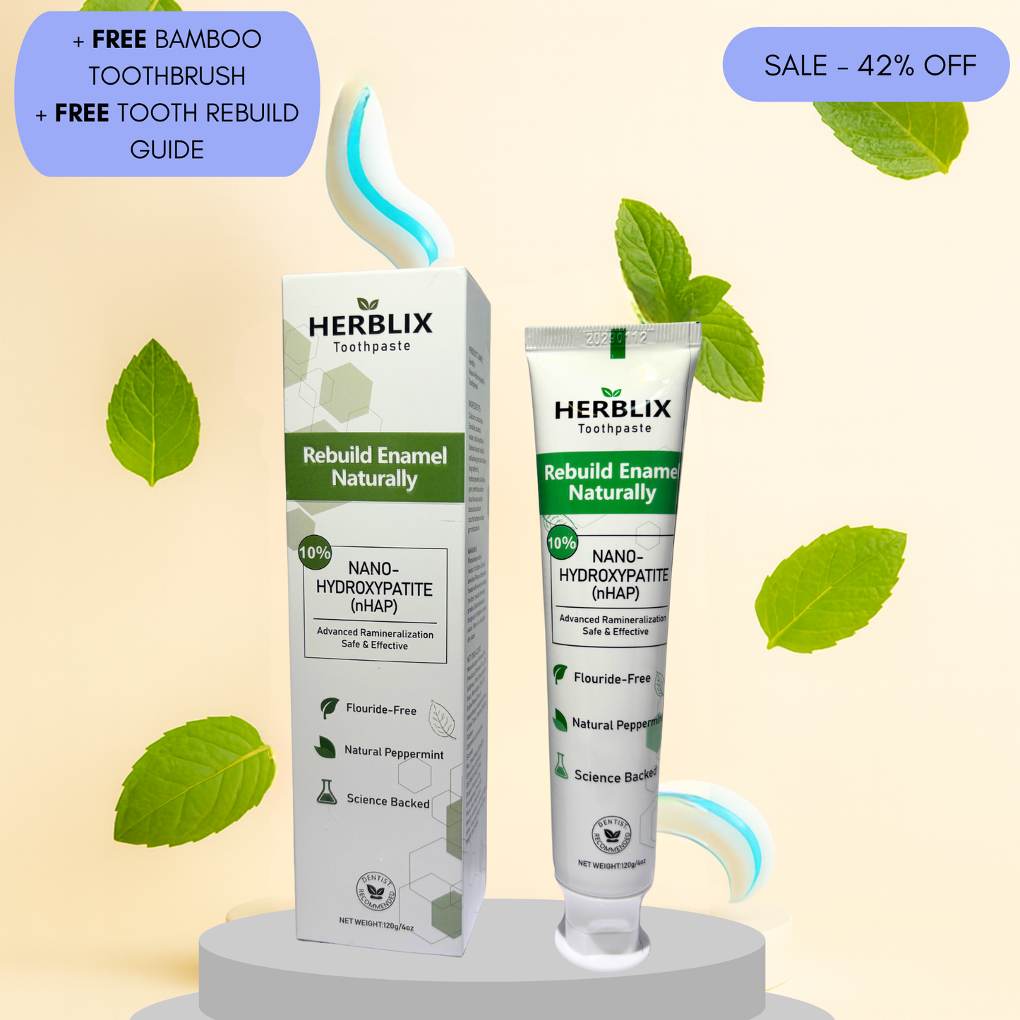 Pasta dental con hidroxiapatita sin flúor Herblix™