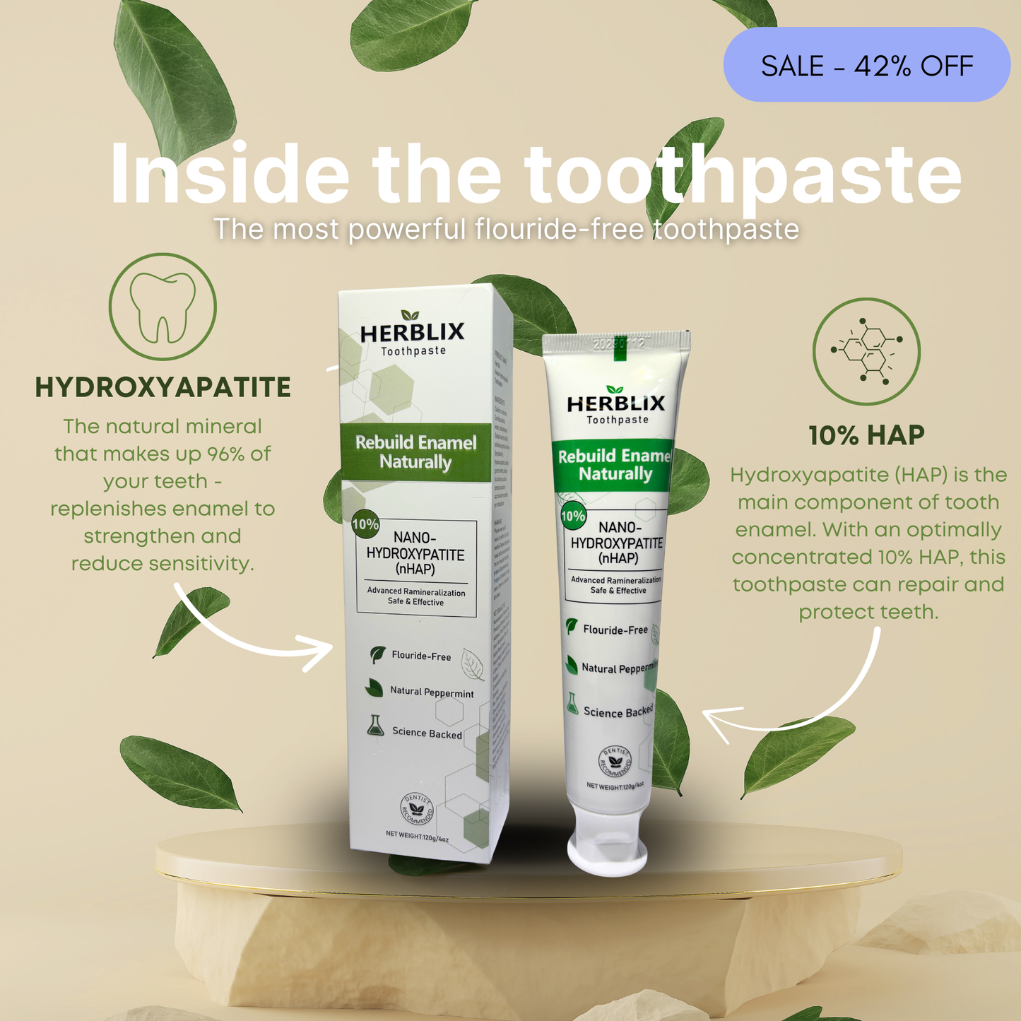 Pasta dental con hidroxiapatita sin flúor Herblix™